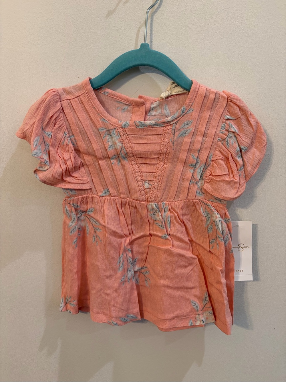 Jessica Simpson Peach Floral Short Sleeve Top